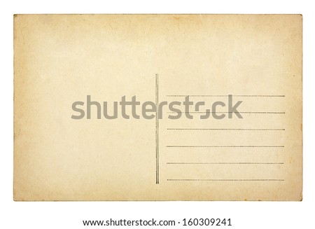 Old vintage postcard isolated on white background Old vintage postcard isolated on white background