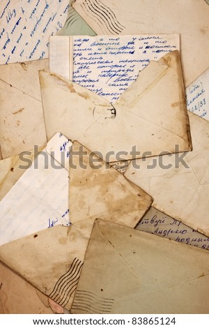 old letters and envelopes as a background