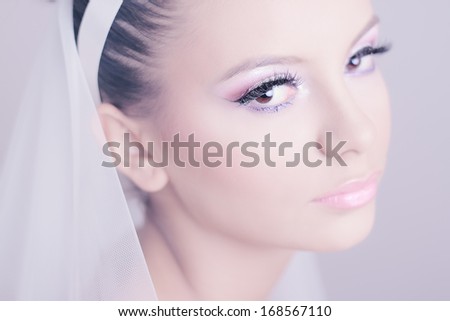 Gorgeous woman portrait. Professional wedding make-up.