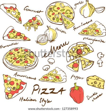 Assorted pizza vector illustrations Assorted pizza vector illustrations