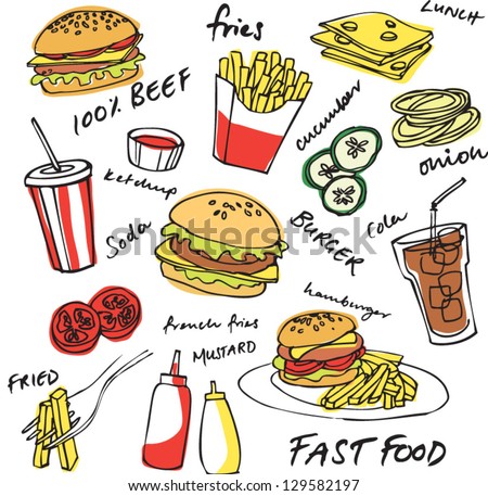 Fast food hamburger vector set Fast food hamburger vector set