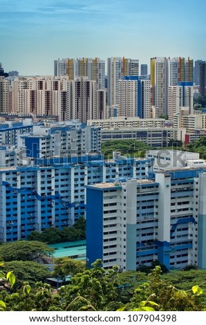 Portrait view of Singapore Housing Estate built by Housing Development of Singapore