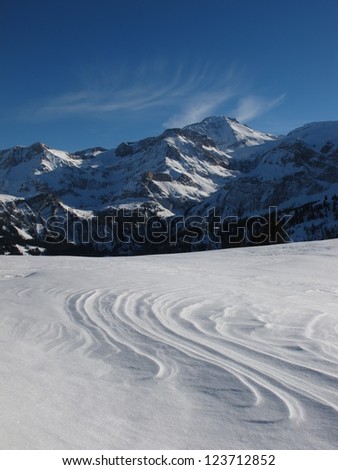 Wildstrubel And Snow Shaped By Wind