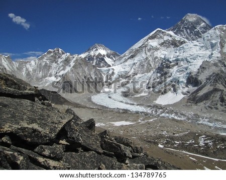 Peak of Mt Everest, Khumbu Glacier