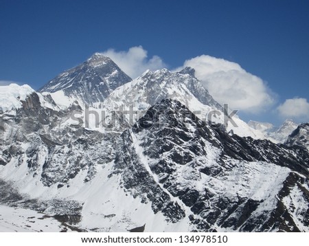 Peak of Mt Everest, view from Gokyo Ri