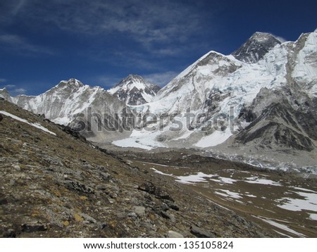 Mt Everest, Khumbu Glacier and Everest Base Camp in Spring