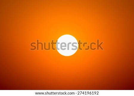 Bright big sun on the sky with yellow orange gradient colors