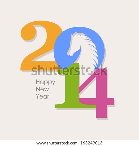 Happy New Year 2014 colorful celebration concept with Chinese symbol of the horse