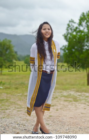 Portrait of Asian female graduate in Thailand