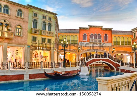 COTAI STRIP, MACAU, CHINA - MAR 8th 2013 : The Venetian Hotel, Macao - The famous shopping mall, luxury hotel and the largest casino in the world