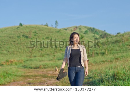 Pretty woman enjoying nature