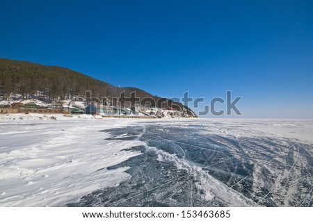Frozen Baikal lake,Russia