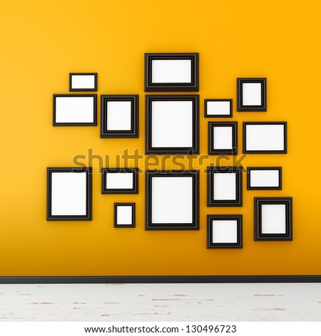 picture frame on yellow wall