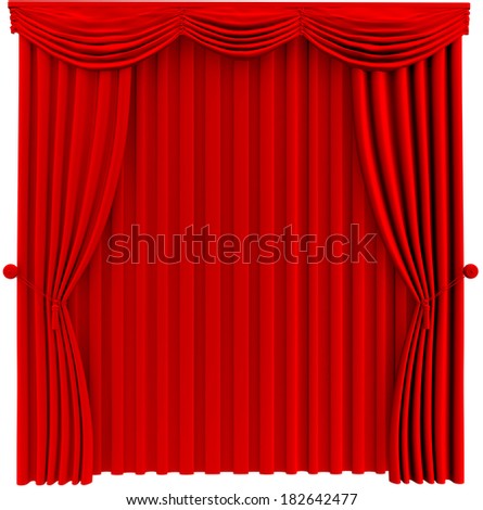 Red closed curtain