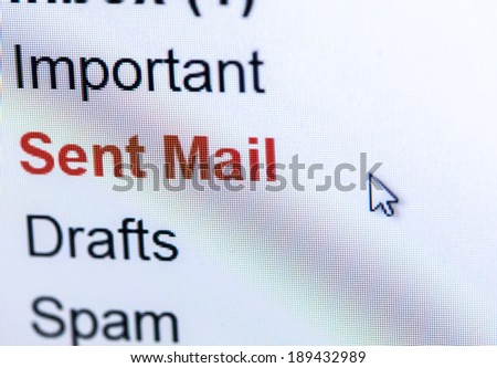 Monitor screen showing send mail folder