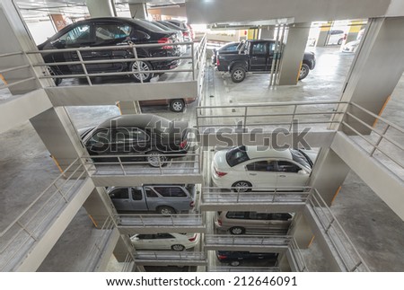 Bangkok ,Thailand-August 24 2014 carpark building in condo,many people in bangkok have a problem not enough parking space