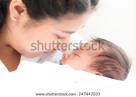 Portrait of asian mother and infant