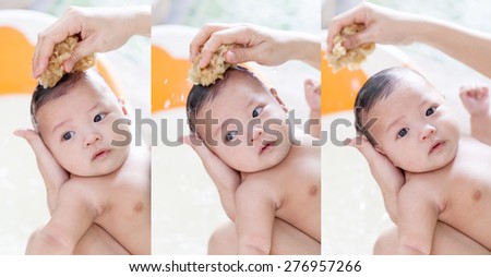 take a bath infant,asian baby