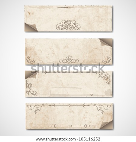 Vintage banners with calligraphic elements.Raster version