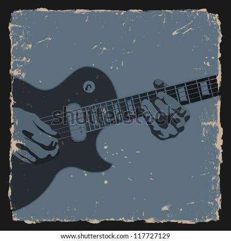Guitar player on grunge background Vector illustration Guitar player on grunge background Vector illustration