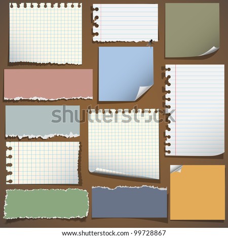Various notes paper.Vector set eps10 Various notes paper.Vector set eps10