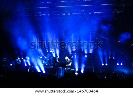 MINSK BELARUS JULY 2 Group HURTS performs on MOST Festival 2013 July 2 2013 in Minsk Belarus MINSK BELARUS JULY 2 Group HURTS performs on MOST Festival 2013 July 2 2013 in Minsk Belarus