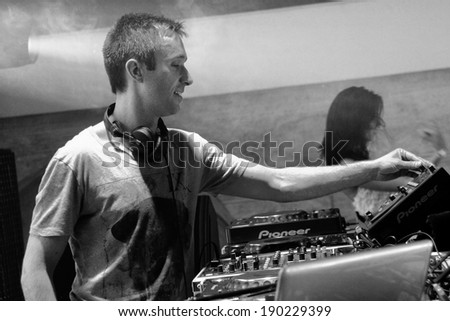 MINSK, BELARUS - APRIL 16, 2011: DJ Eddie Halliwell performs at Urban Wave festival on April 16, 2011 in Minsk, Belarus