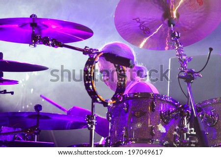 MINSK, BELARUS - MARCH 27, 2011: The famous rock band Deep Purple performs on stage during thier concert in Minsk, Belarus on March 27, 2011