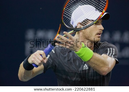 SHENZHEN-SEPTEMBER 25: British tennis player Andy Murray in his win over Somdev Devvarman of India in ATP Shenzhen Open on September 25, 2014 in Shenzhen, China.