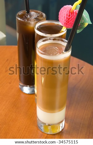 Three different coffee cocktails on the table