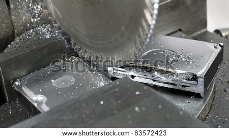 circular saw in close up. Metal saw. Abolish  hard disk