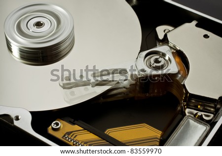 open hard disk drive with moving head