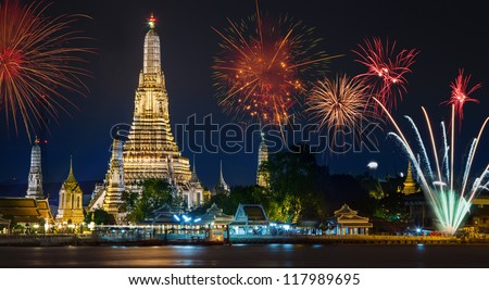 Wat arun under new year selebration time, Thailand