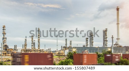 oil refine industry power plant with train logistic and transportation