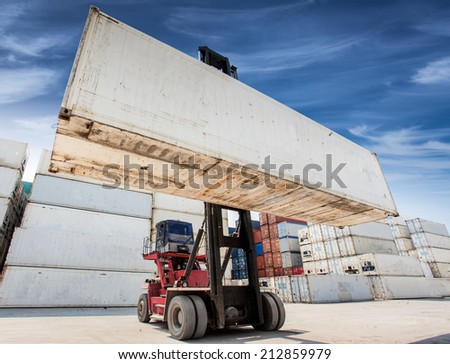 Big white container box handling in logistic port