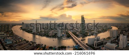Bangkok City at night time, Hotel and resident area in the capital of Thailand