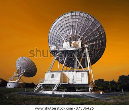 Radar dish with blue sky