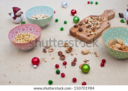 Christmas  nuts prepared for baking. Also available in vertical format.