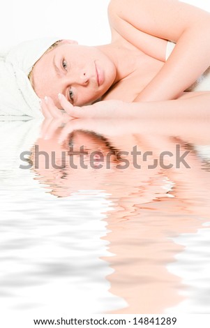 Studio portrait of a spa girl looking
