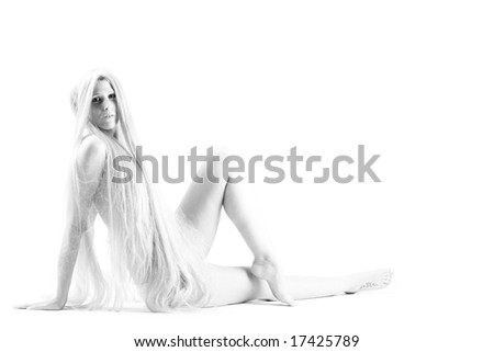 very long hair girl. with very long blond hair