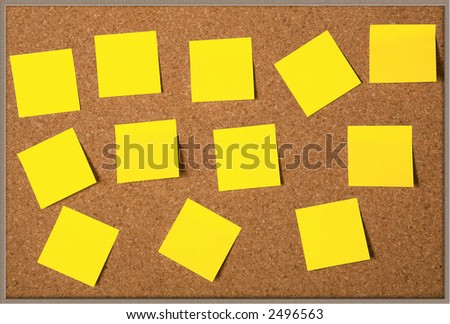 post-it notes on a cork board