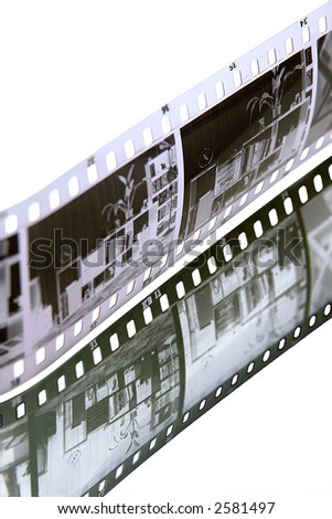 A strip of negatives, with the reflection positive.