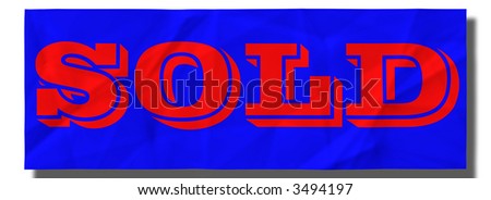 Sold sign in blue