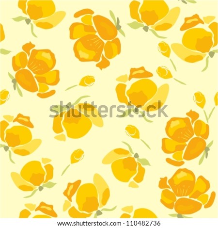 Flowers. Vector. Beautiful background with yellow flower ornament.