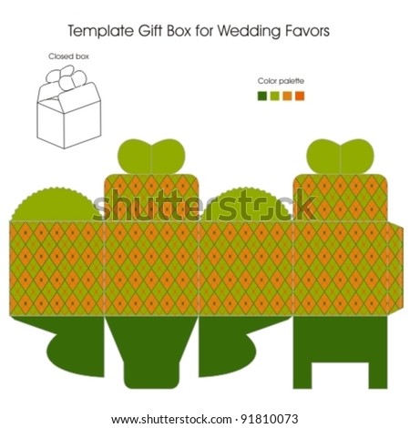 stock vector Template gift box for Wedding Favors