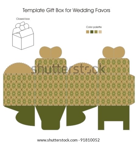 stock vector Template gift box for Wedding Favors