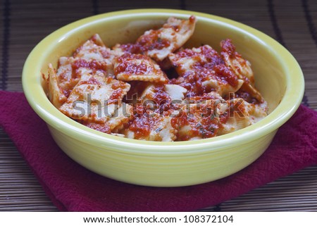 A plate of raviolis: traditional italian food.
