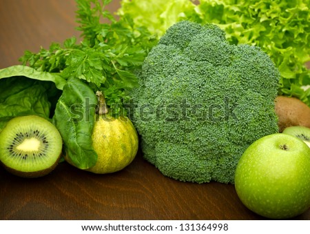 Green fruit and vegetable