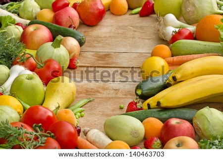 Raw organic fruits and vegetables - vegan food