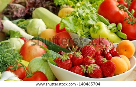 Organic fruits and vegetables - raw food (vegan food)